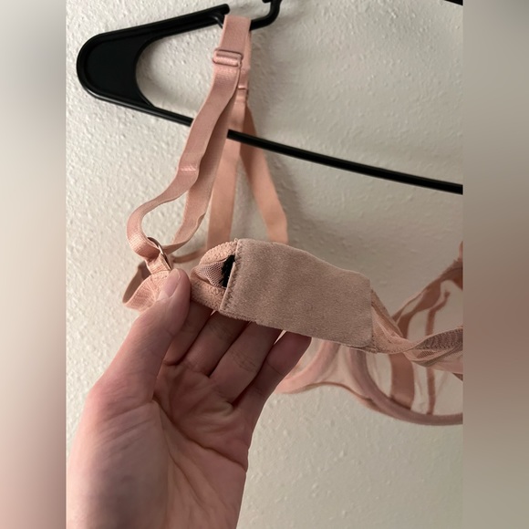 Victoria’s secret bra luxe lingerie unlined mesh balconette caged pink sheer - Picture 4 of 4